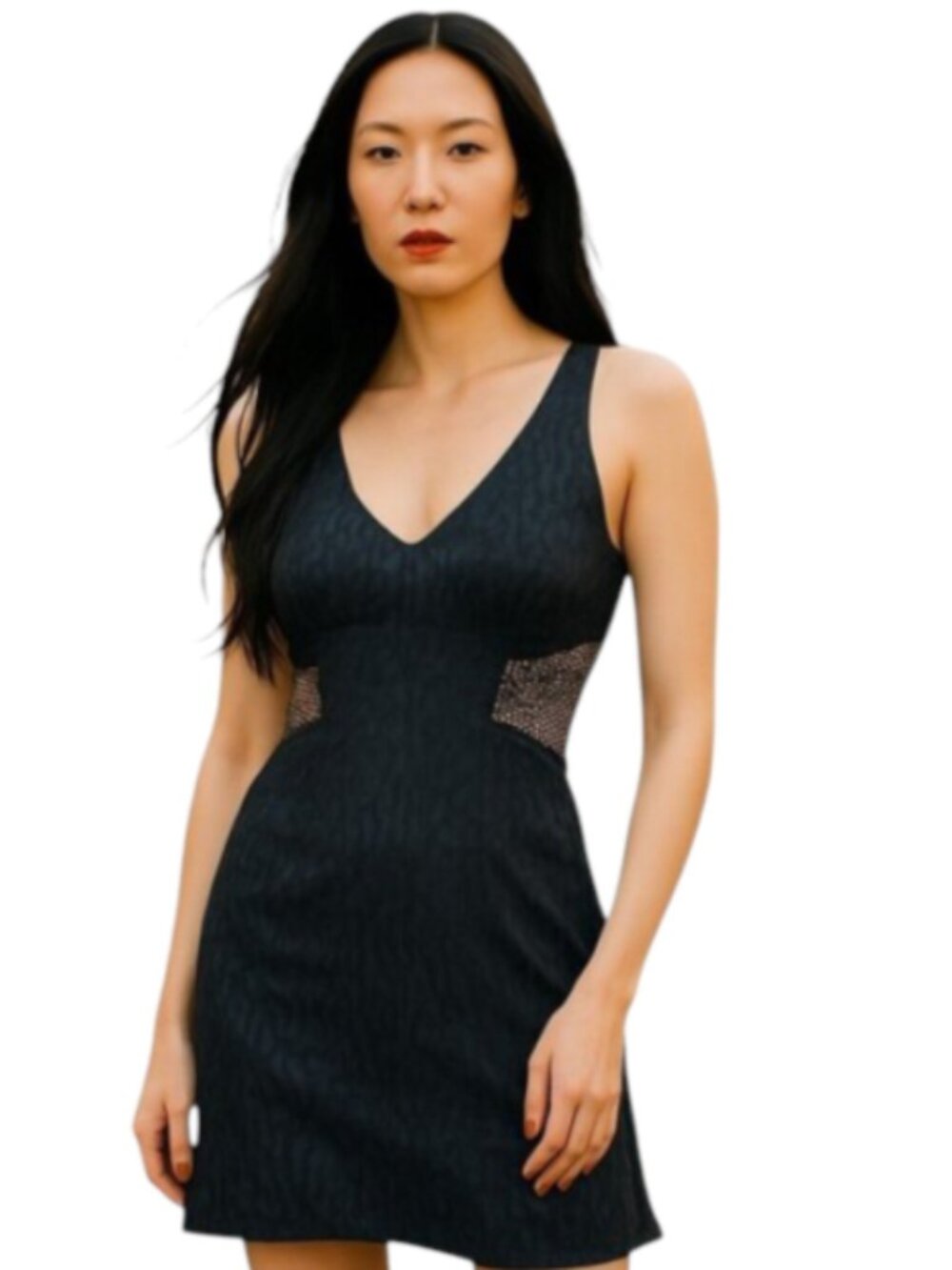 NEW Jay Godfrey Size 8* Black Animal Print Bodycon Short Dress Godet Hem Party